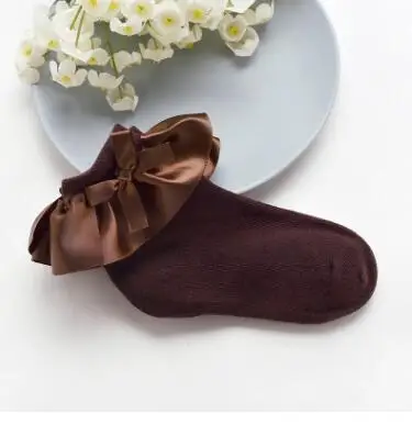 coffee Satin Носки для девочек; кружевные хлопковые носки принцессы для танцев; модные детские носки для вечеринок; сезон весна-лето - Цвет: coffee Satin