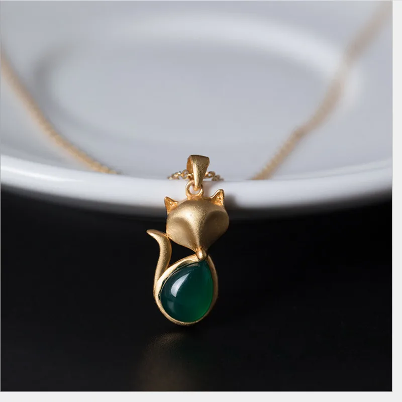 Женское колье из серебра 100% пробы с подвеской в виде лисы | Украшения и аксессуары