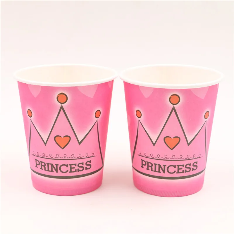 38pcs \ много счастливых День рождения Розовый Корона Дети сувениры Чашки Бумага