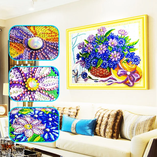 SHGO-Hat Flower Basket Pattern Diamond Painting Cross Stitch Special Shaped Mosaic Home Decor | Дом и сад