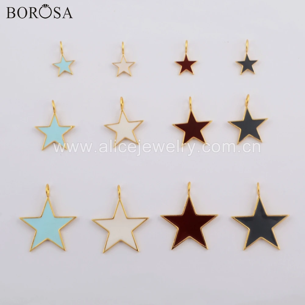 BOROSA 20 шт Золотая Звезда радужная подвеска смешанных цветов кулон бусы для