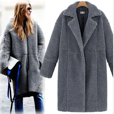 Hot New 2020 Winter Faux Fur Teddy Bear Long Coat Women Fashion Loose Casual Warm Parkas Overcoat Outerwear casaco feminino | Женская