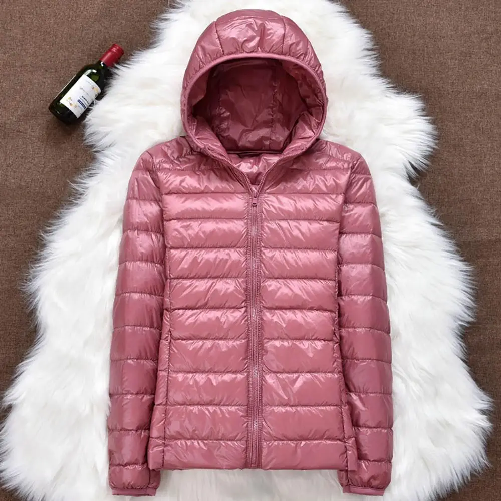 Pink 5XL 6XL 7XL зимний женский пуховик ультра светильник 90% белый утиный пух пальто для женщин с капюшоном Осенние теплые куртки пальто бренда размера плюс - Цвет: Pink