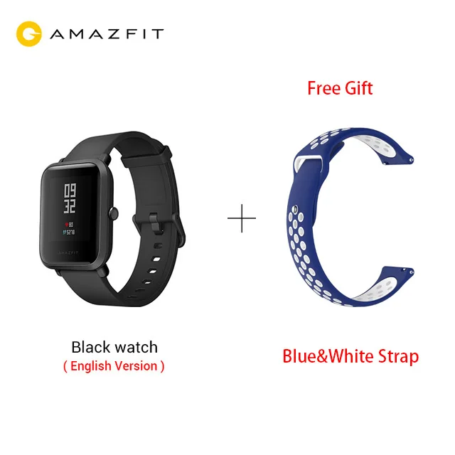 add blue white Huami Смарт-часы Amazfit Bip, gps, Gloness, Смарт-часы, часы 45 дней в режиме ожидания для телефона MI8 IOS - Цвет: add blue white