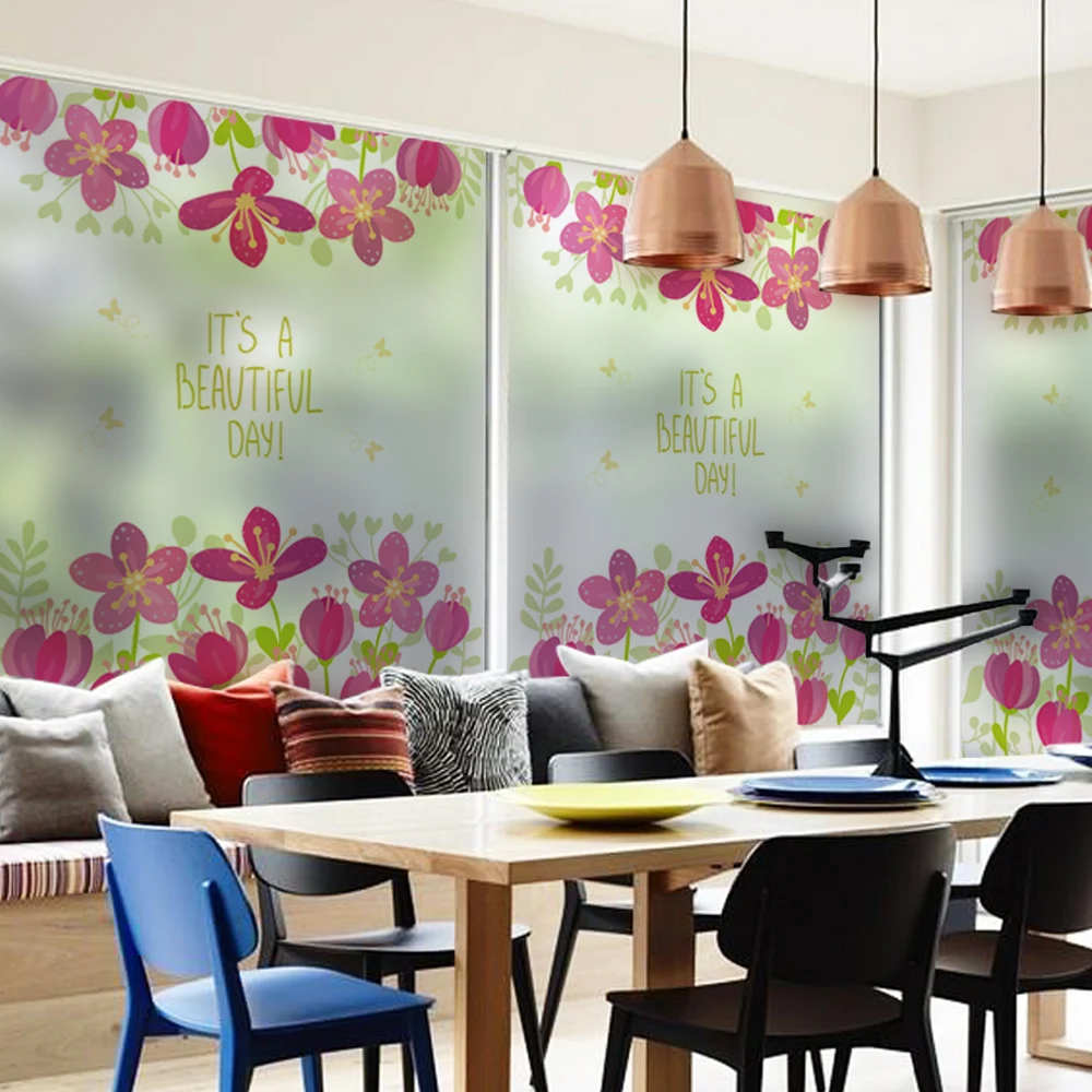 Витражные статические липкие стеклянные пленки матовые непрозрачные наклейки