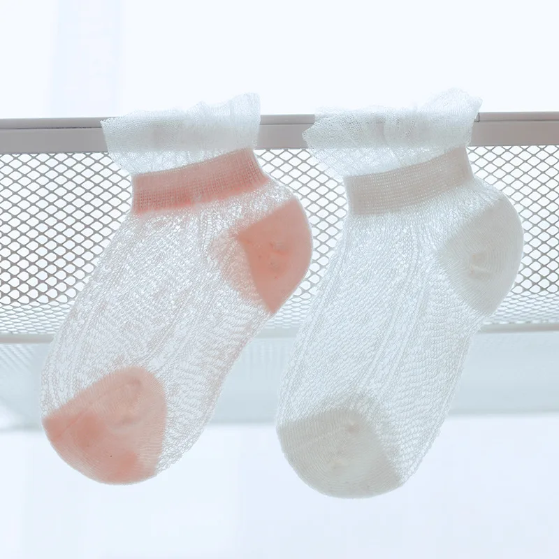 Милые кружевные сетчатые носки с цветами для новорожденных хлопковые мягкие и