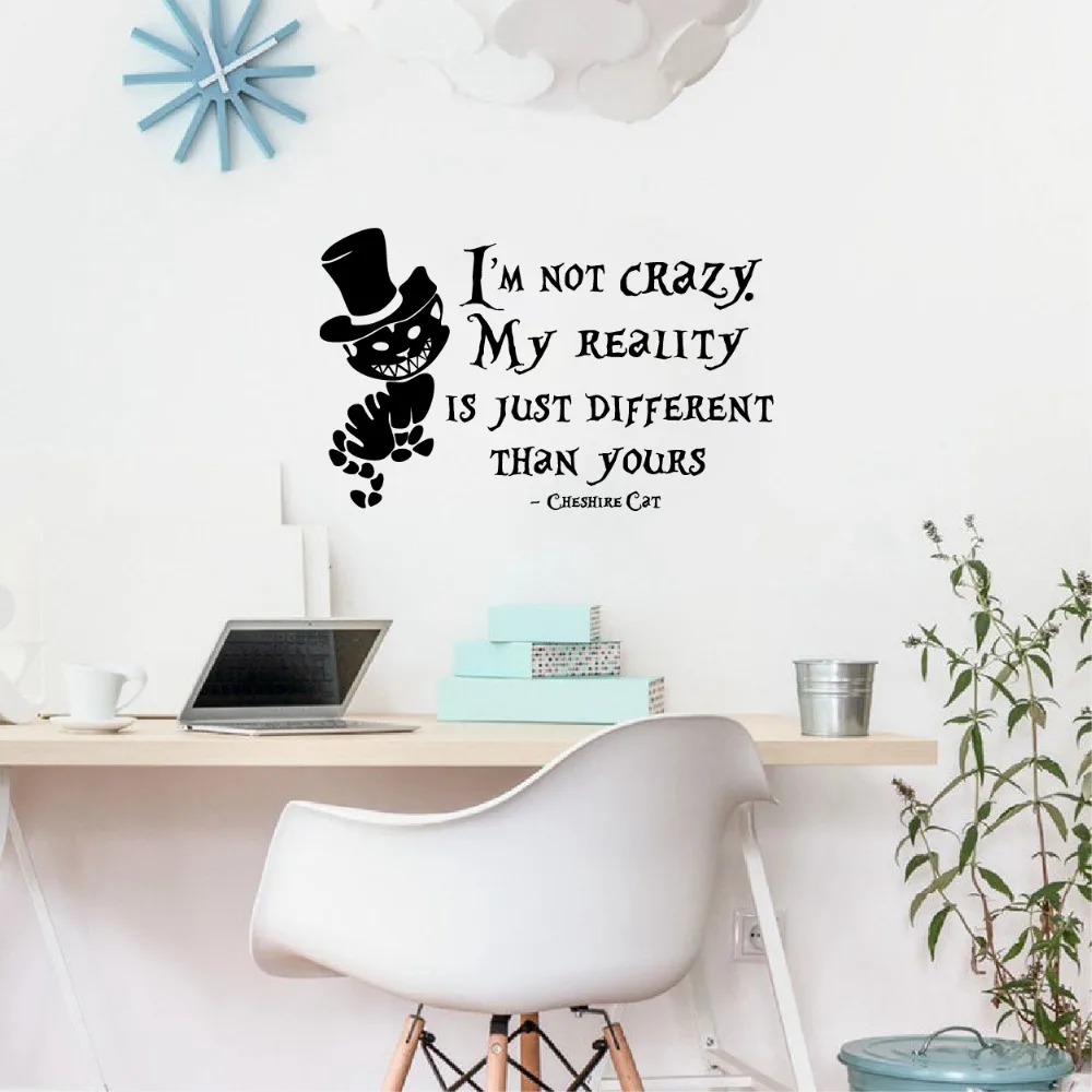 Настенные наклейки с котом Я не безумный Alice In Wonderland Виниловые настенные в
