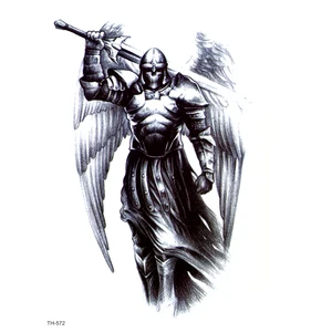 Святой воин, водостойкие Временные татуировки, мужские, поддельные, татуировка с изображением меча воин, рукав татуировка на тело, художественные татуировки, татуировки хной