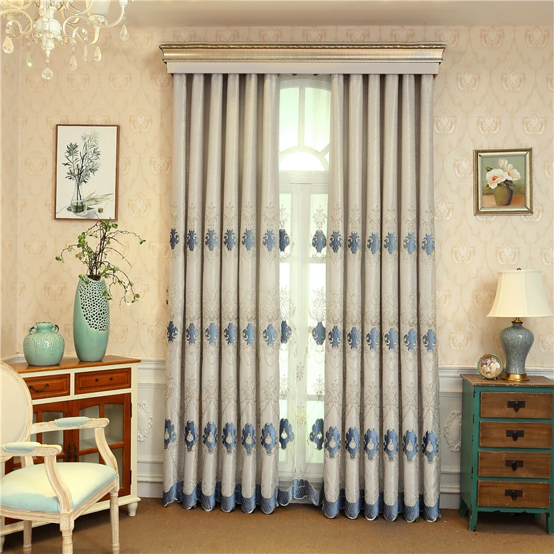 High Quality European Embroidered Villa French Window Blackout Curtains for Living Room Classic Luxury Flat Curtain Bedroom | Дом и сад