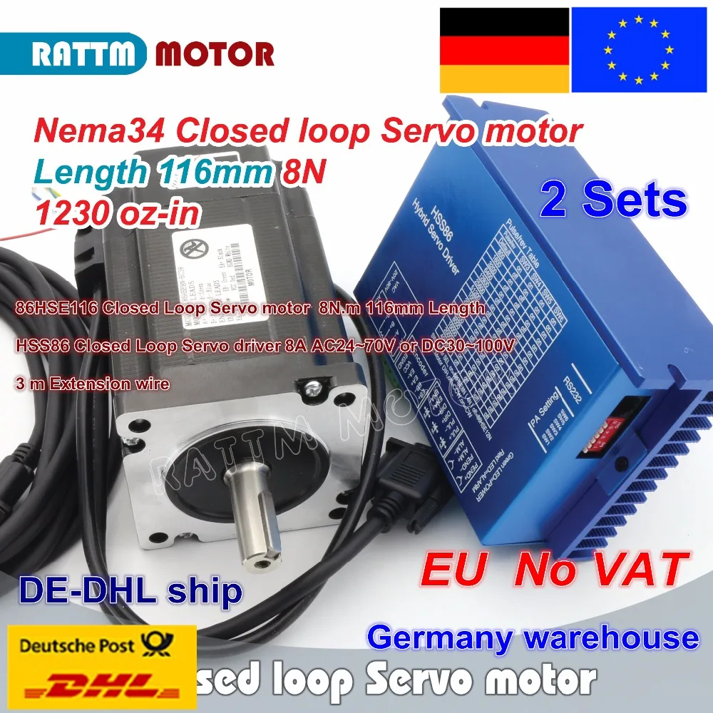 EU ship 2 комплекта Nema34 L 116mm серводвигатель с замкнутым кольцом 8N.m двигатель 6A и HSS86