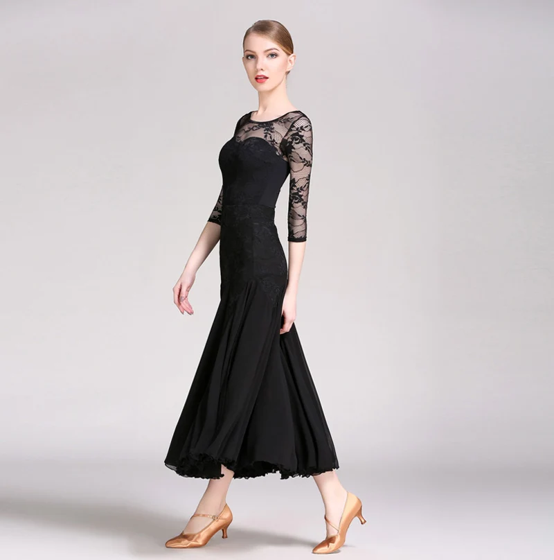 Бальные платья женские высокого качества 3 цвета кружева фламенко танцевальный