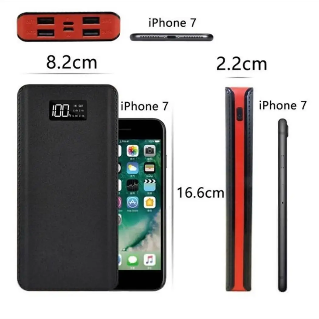 10000 мАч портативный внешний аккумулятор 4 USB аварийный LCD портативное зарядное