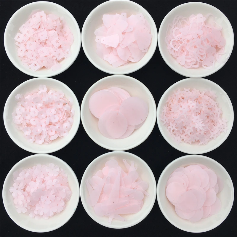 30 г/лот Матовые прозрачные розовые блестки разной формы из поливинилхлорида