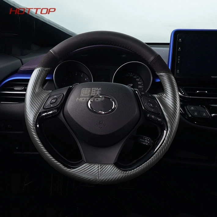 Topunion украшение для автомобиля для Toyota CHR- Чехлы На Руль кожаный чехол на руль аксессуары для интерьера - Название цвета: Mysterious Black 1pc