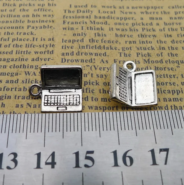

100pcs laptop Charm Pendant 15*17mm Antique silver Alloy accessory craft Jewelry earring bracelet necklace Children day gift