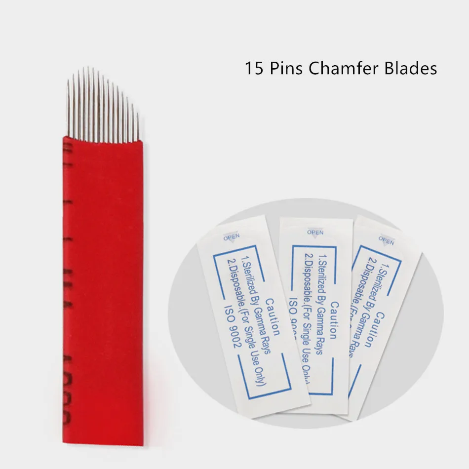 

20 Pcs New design 15 Pins Chamfer Blades Permanent Makeup Microblading 3D Eyebrow Manual Pen Needles