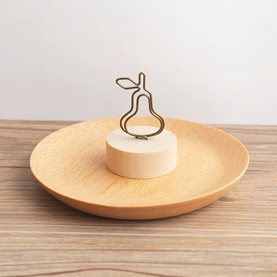 Pear Милые кавайные клещи из натурального дерева, скрепки для бумаги, фото, держатель, Деревянные маленькие зажимы, подставка для офисных принадлежностей, аксессуары - Цвет: Pear