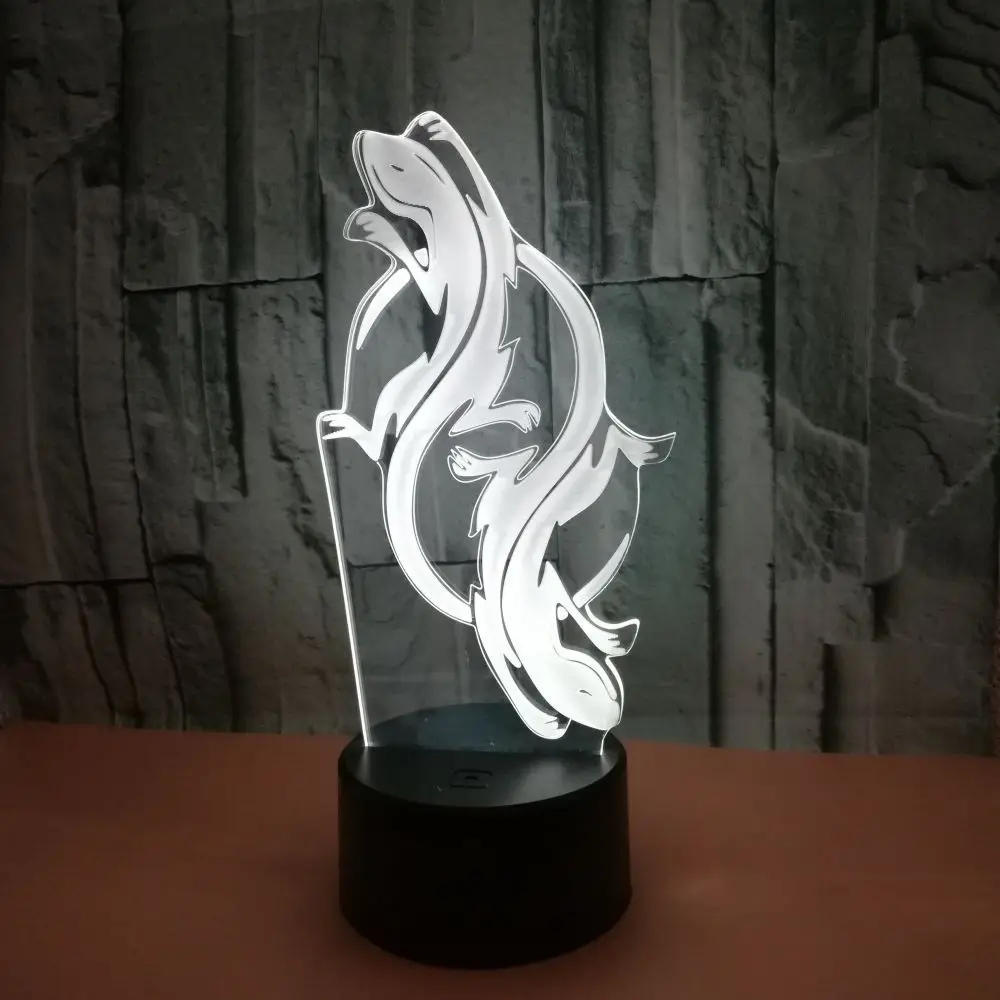 Gecko модель LED 3D ночник 7 цветов мигающий дистанционный сенсорный датчик Usb Иллюзия