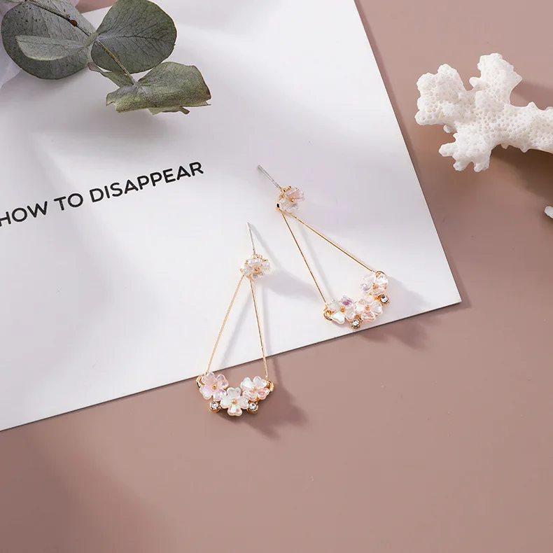 MENGJIQIAO 2019 Japan New Colorful Elegant Shell Flower Drop Earrings For Women Shiny Zircon Freshwater Pearl Pendientes Jewelry | Украшения