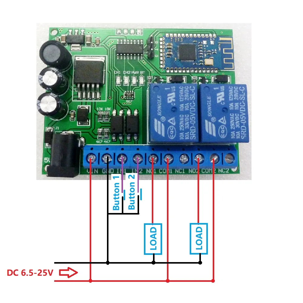 2ch IOS Android Bluetooth реле г 2,4 г RF беспроводной Дистанционное управление переключатель IOT модуль доска