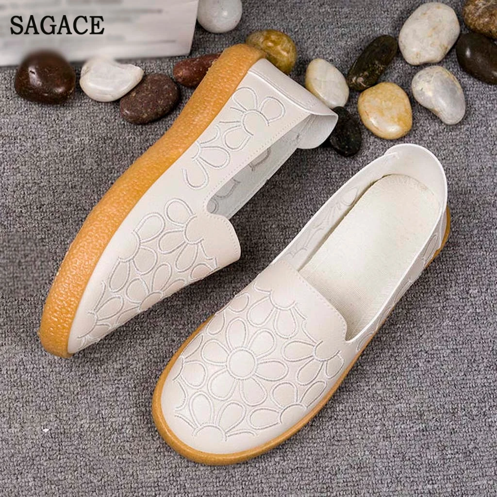 SAGACE Женские Ретро винтажные вышитые Лоферы обувь на плоской подошве Весна Осень