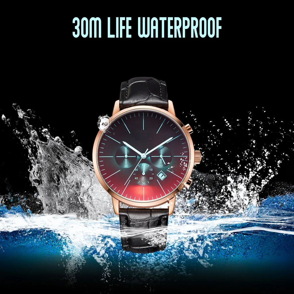 K4500-7 Dad To My Son Роскошные модные часы для отдыха 30 м водонепроницаемые часы с гравировкой календарь 24 часа секунды Dail аналоговые Мужские часы