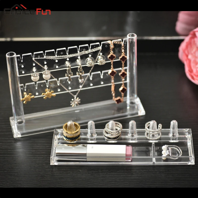 CHOICE FUN 10 pairs Accessories Jewellery Bracelet Necklace Earring Organiser Organization Clear Acrylic Ring Storage | Дом и сад