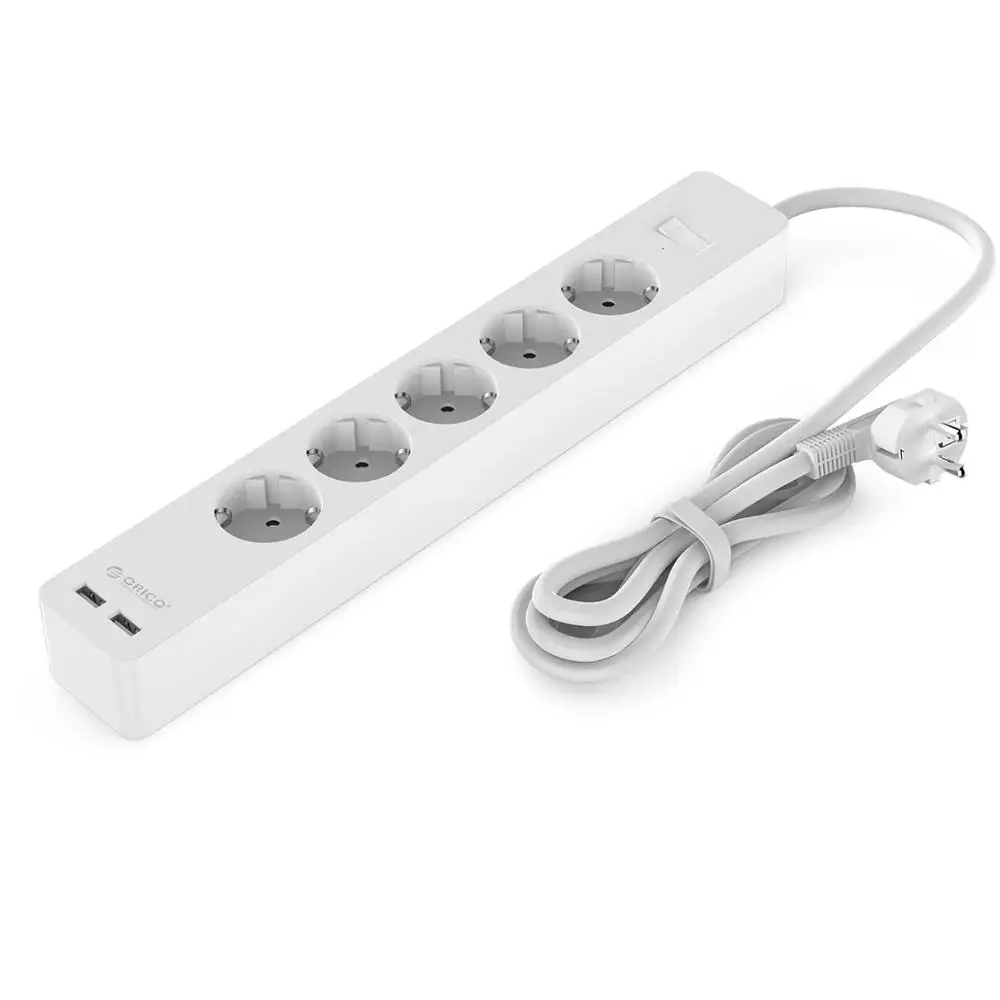 Электронная розетка ORICO, розетка 3AC 5 AC, розетка с 2 usb-портами, умная розетка европейского стандарта для дома, коммерческая розетка - Цвет: 5A2U White