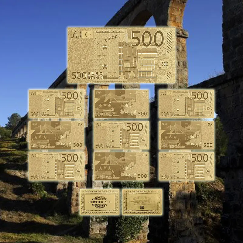 Оптовая продажа Золотая банкнота евро 500 купюры Позолоченные ЕВРО Примечание с