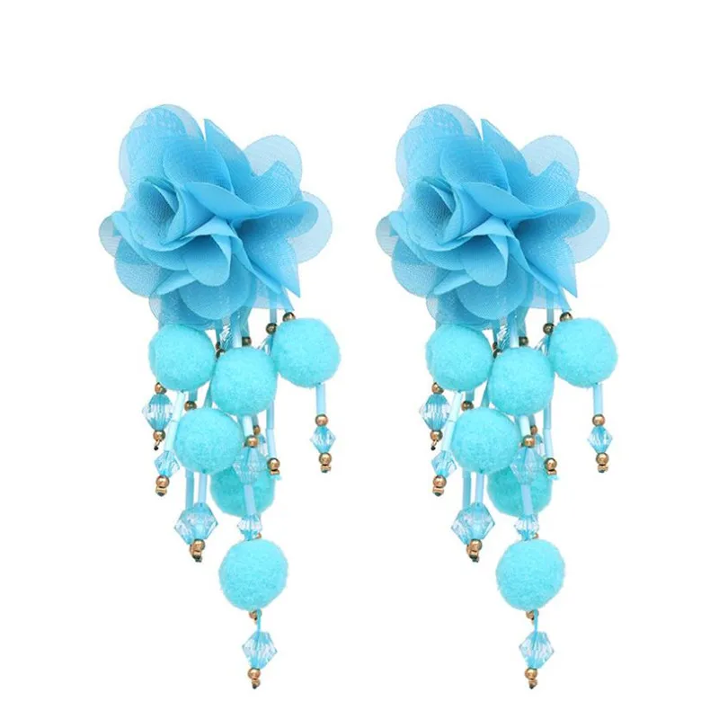 GEREIT Bohemia Ethnic Falcon Tassel Earrings Handmade Lace Flower Pompom Ball Long Statement Women Boho Indian Jewelry | Украшения и