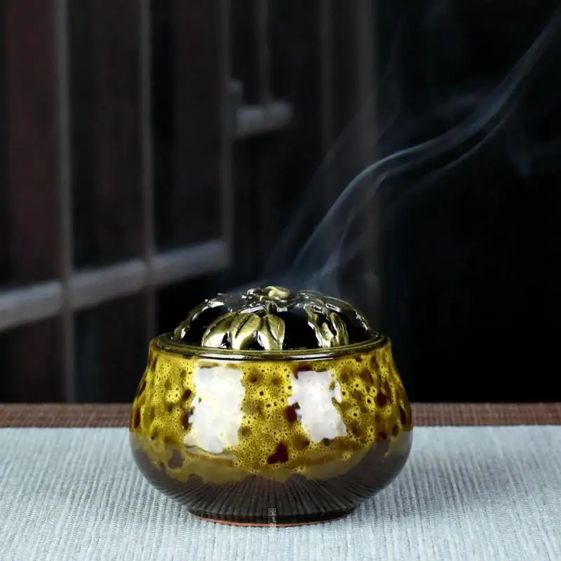 earth yellow Керамические горелки для благовоний портативный фарфоровый курильщик буддизм ладан держатель домашний Чайный домик Йога Студия 10 шт. благовония подарок - Цвет: earth yellow