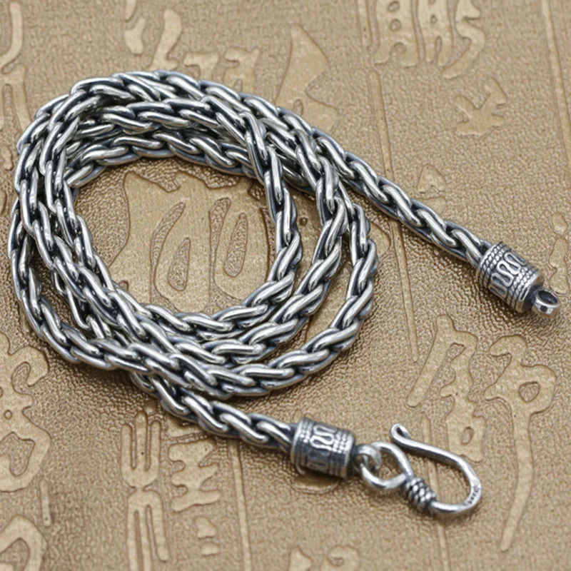 Длинное ожерелье с подвеской для мужчин и женщин из серебра 100% пробы мантрой 65