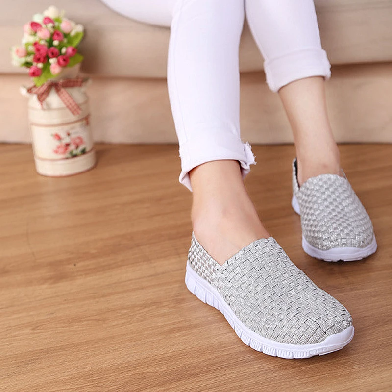 Женская повседневная обувь на плоской подошве BeckyWalk тканая ручной работы дышащие
