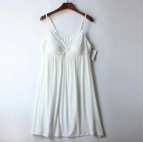 white Новые мягкие удобные женские ночные рубашки, летние короткие ночные рубашки без рукавов, модель дамской пижамы, платье с нагрудной накладкой A787 - Цвет: white