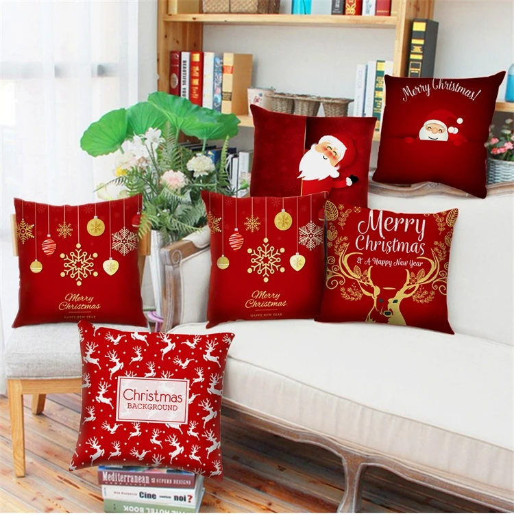 QIFU 45x45cm Elk Snowflake Santa Claus Christmas Pillowcase Christmas Decor for Home Christmas Navidad Xmas New Year