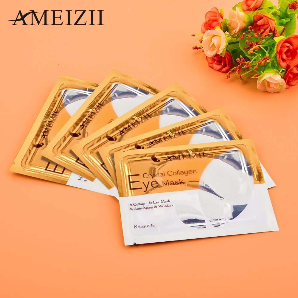 Коллагеновые патчи для глаз AMEIZII 1 пара = 2 шт. золотая маска 24К с кристаллами