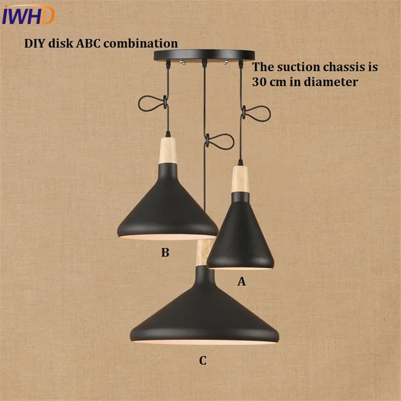 Простой алюминиевый деревянный подвесной светильник в стиле лофт современные