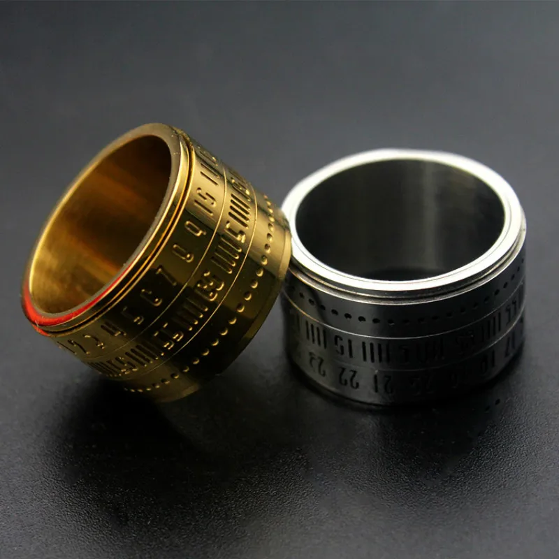 Вращающиеся кольца из титановой стали для мужчин свиданий Серебряное золото