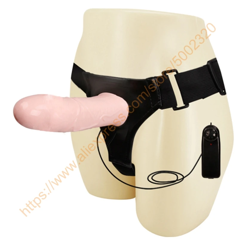 6 дюймов TPR полые мульти скорость вибрирующий ремешок-на фаллоимитатор для мужчин