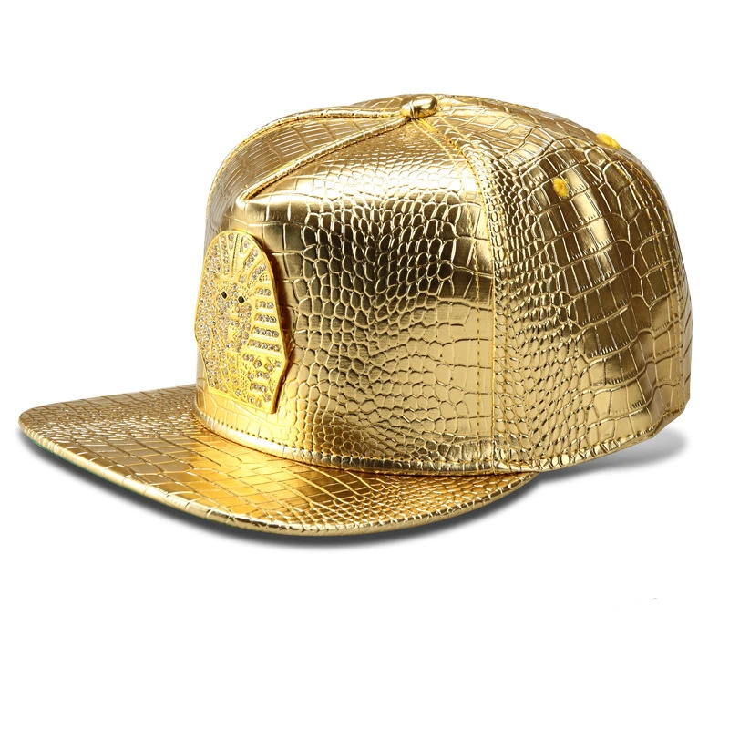 Панк стиль Золотой из искусственной кожи Фараона Аватар Логотип Бейсбол Шапки