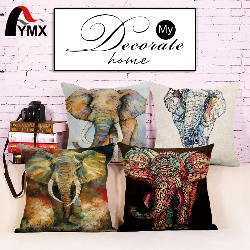 Наволочка из хлопка и льна 45 х45 см|cushion cover|fashion cushion coverspillow case elephant |