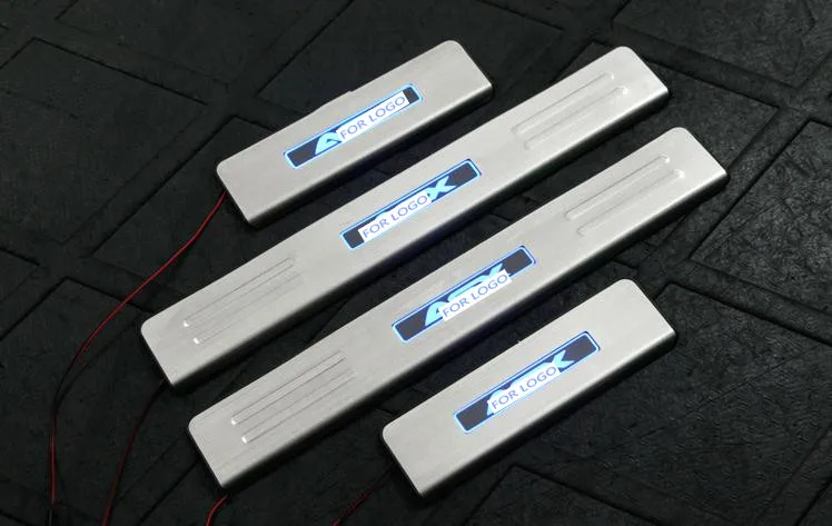 LED нержавеющая сталь Накладка порога 4 шт./компл. автомобильные аксессуары для