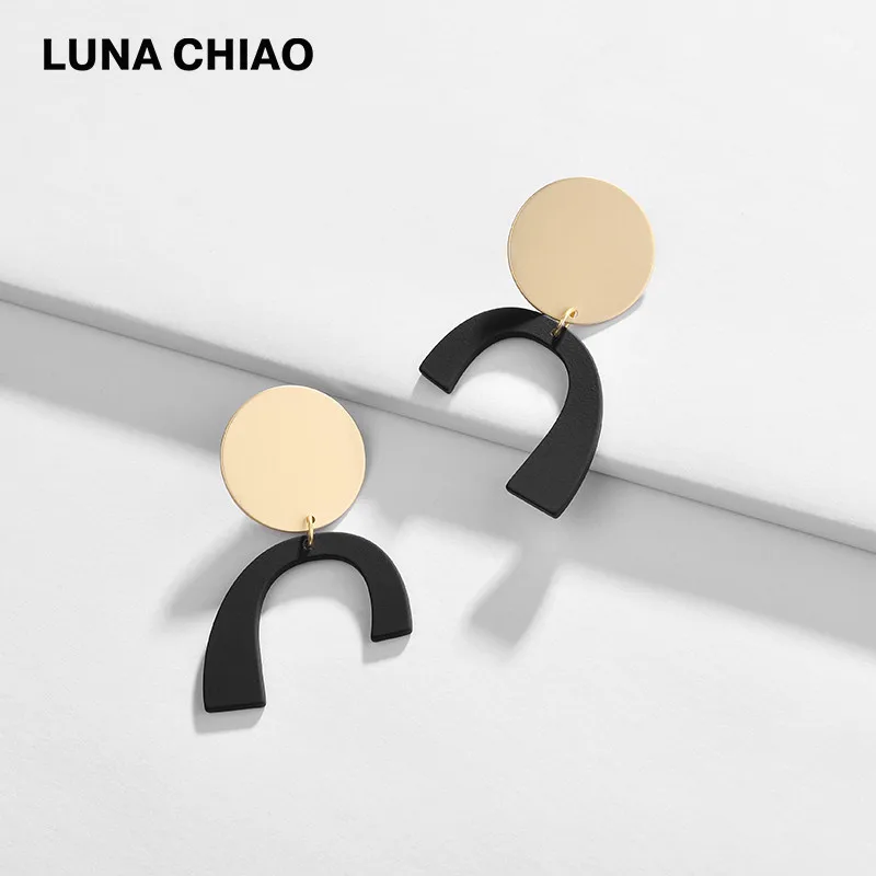 LUNA CHIAO, Женские Ювелирные изделия, модные матовые позолоченные серьги-капли, геометрические серьги из акриловой смолы