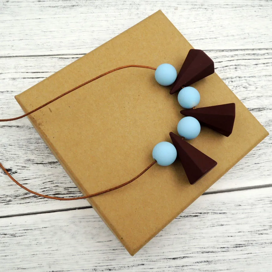 Забавная ручная работа Геометрическая коническая бусина ожерелье из дерева