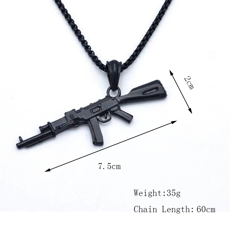 3 цвета стимпанк мода AK47 пистолет большой кулон ожерелья для мужчин черный