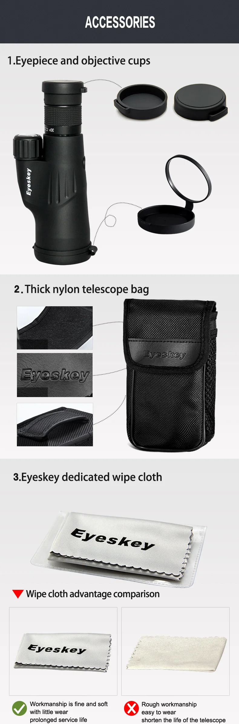Eyeskey Zoom 10-30x50 Монокуляр Высокое качество телескоп BAK4 призма Водонепроницаемый широкополосный с многослойным покрытием для охоты со штативом