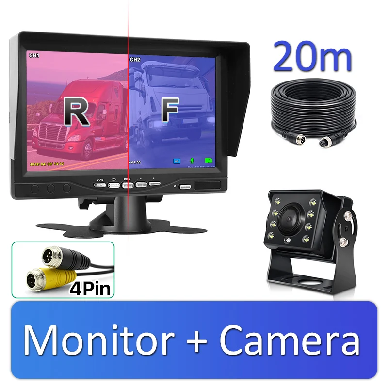 1 Camera 20m Cable Зеленый Yi 800*480 HD 7 дюймов TFT lcd цветной цифровой видео Запись DVR монитор парковки заднего вида монитор Поддержка sd-карты - Цвет: 1 Camera 20m Cable