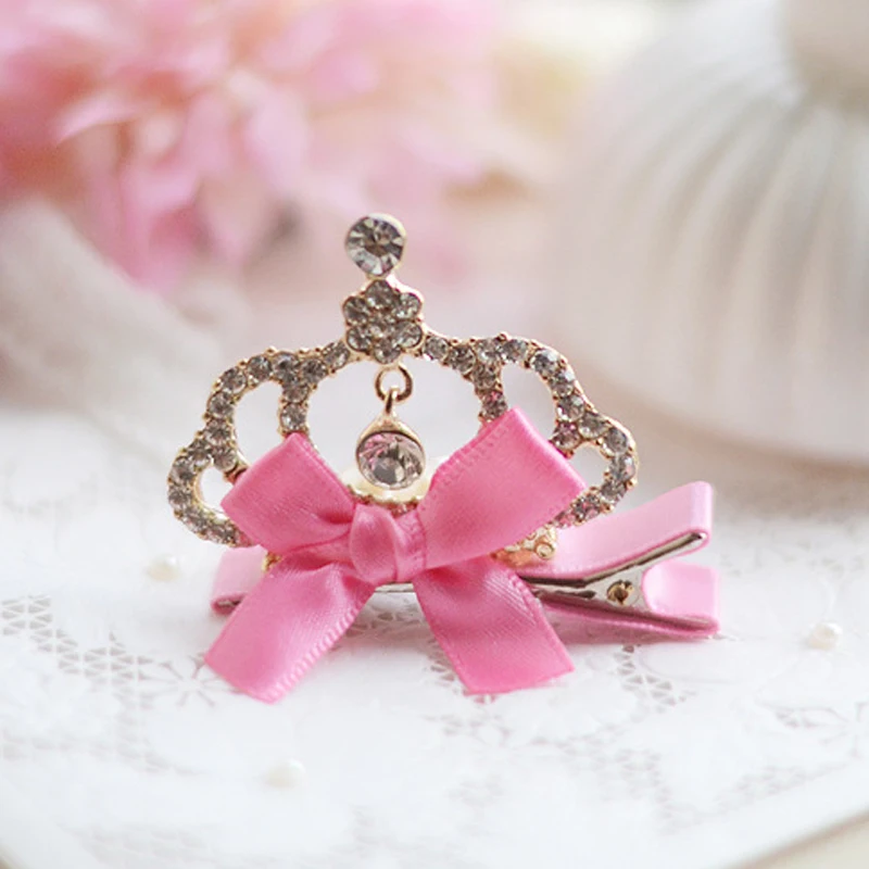 Style 7 rose red Wecute/1 шт., новинка, блестящая заколка для волос в форме короны, аксессуары для волос для маленьких девочек, повязка на голову принцессы с кристаллами для маленьких детей - Цвет: Style 7 rose red