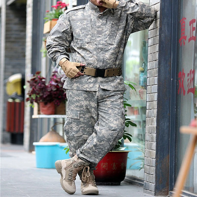 Men Tactical Military Suit Camouflage Hunting Airsoft Sniper Ghillie Army Combat Long Sleeve Coat Uniform War Game Clothes | Спорт и