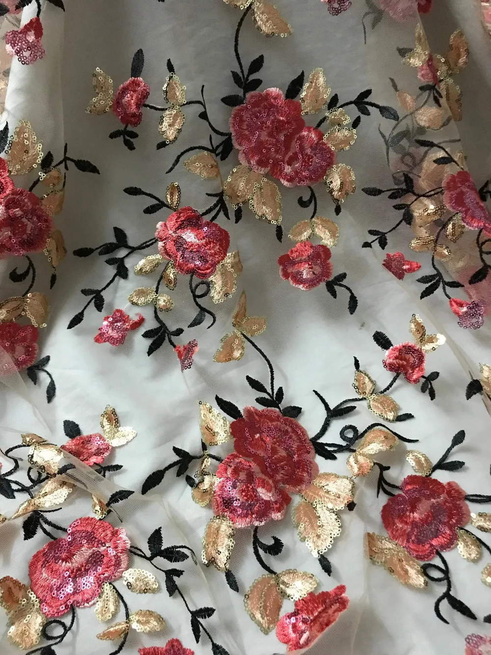 

luxury SYJ-51523 flower sequins Embroidered African tulle French Lace Fabric With best quality